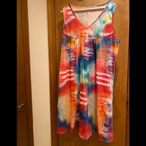 Tie dye hippie dress short sleeve